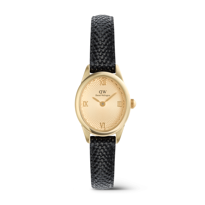 DANIEL WELLINGTON Ophelia Mini Black Lizard Unitone Guilloché Gold DW00600897 Kadın KOL SAATİ